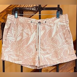 Vuori Women’s Ripstop Shorts-pockets/Drawstring-pink Salt Rainforest-SZ. Large